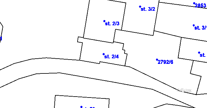 Parcela st. 2/4 v KÚ Svéradice, Katastrální mapa