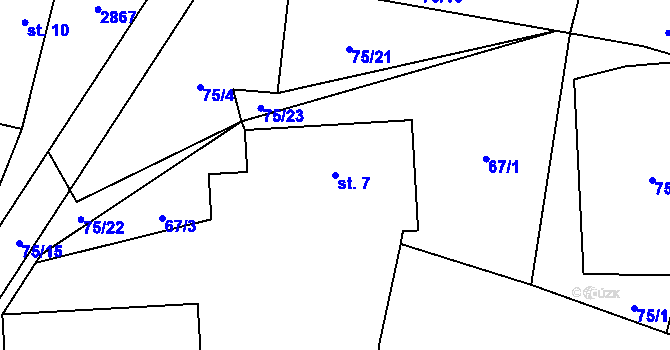 Parcela st. 7 v KÚ Svéradice, Katastrální mapa