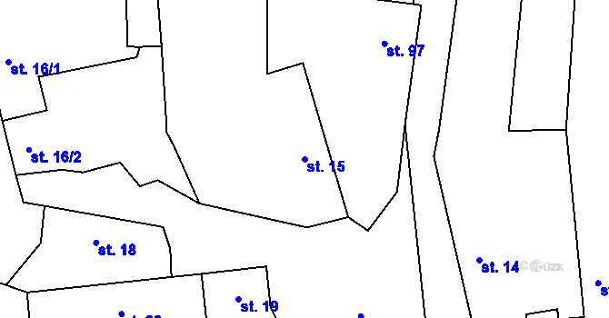 Parcela st. 15 v KÚ Svéradice, Katastrální mapa