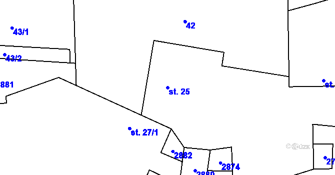 Parcela st. 25 v KÚ Svéradice, Katastrální mapa