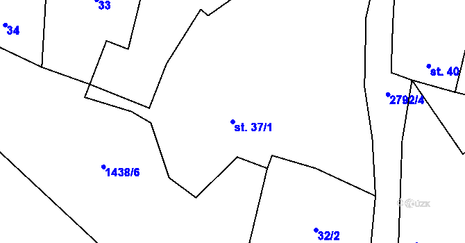 Parcela st. 37/1 v KÚ Svéradice, Katastrální mapa