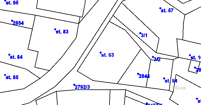 Parcela st. 53 v KÚ Svéradice, Katastrální mapa