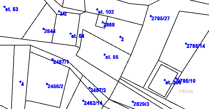 Parcela st. 55 v KÚ Svéradice, Katastrální mapa