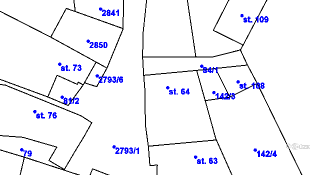 Parcela st. 64 v KÚ Svéradice, Katastrální mapa