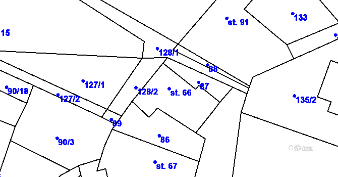 Parcela st. 66 v KÚ Svéradice, Katastrální mapa