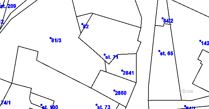 Parcela st. 71 v KÚ Svéradice, Katastrální mapa
