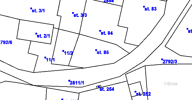 Parcela st. 85 v KÚ Svéradice, Katastrální mapa
