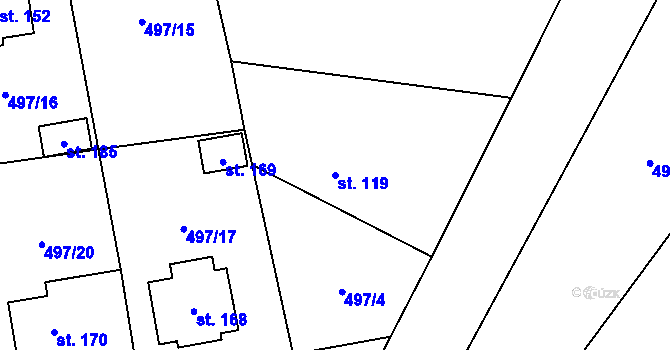 Parcela st. 119 v KÚ Svéradice, Katastrální mapa