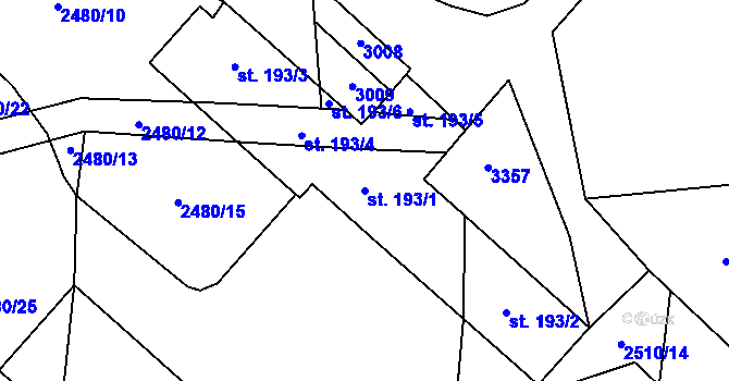 Parcela st. 193/1 v KÚ Svéradice, Katastrální mapa