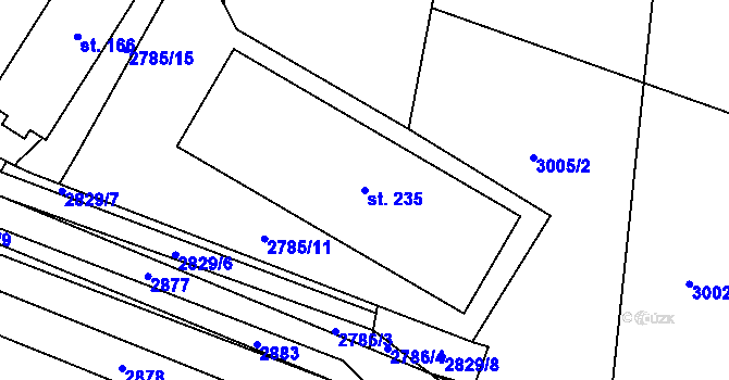 Parcela st. 235 v KÚ Svéradice, Katastrální mapa