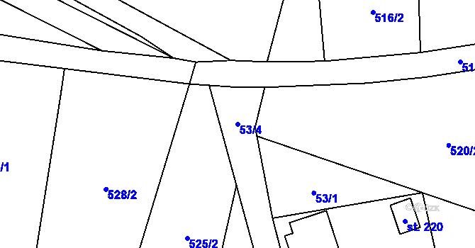 Parcela st. 53/4 v KÚ Svéradice, Katastrální mapa