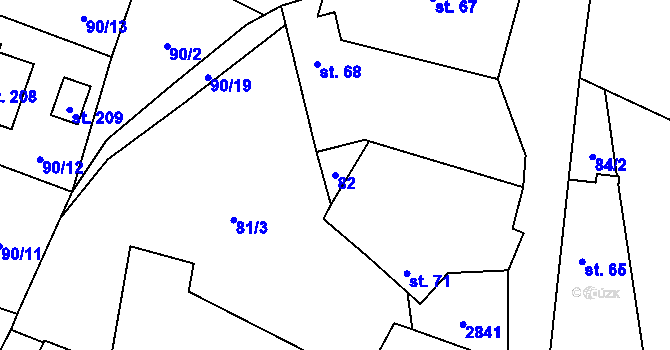 Parcela st. 82 v KÚ Svéradice, Katastrální mapa