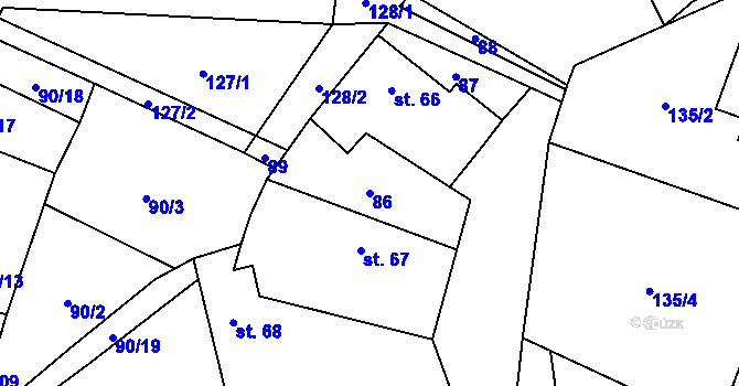 Parcela st. 86 v KÚ Svéradice, Katastrální mapa