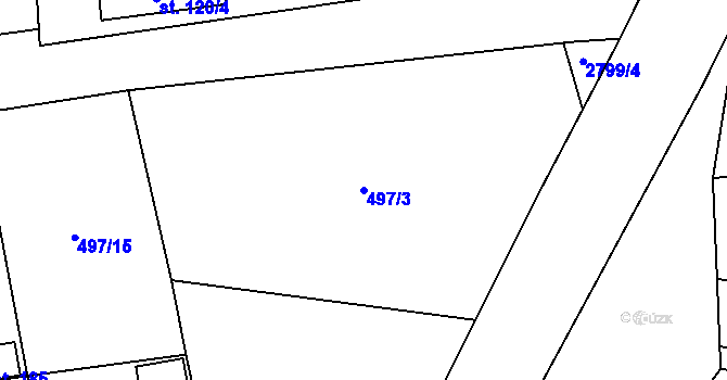 Parcela st. 497/3 v KÚ Svéradice, Katastrální mapa