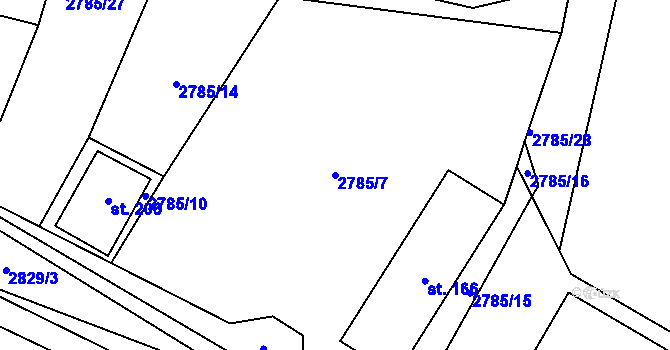 Parcela st. 2785/7 v KÚ Svéradice, Katastrální mapa