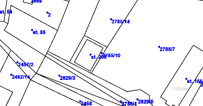 Parcela st. 2785/10 v KÚ Svéradice, Katastrální mapa