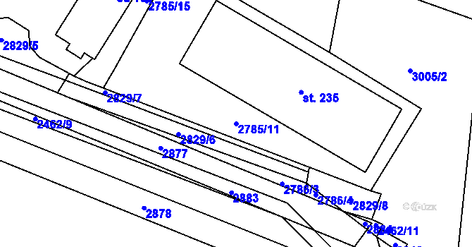 Parcela st. 2785/11 v KÚ Svéradice, Katastrální mapa