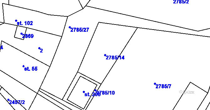 Parcela st. 2785/14 v KÚ Svéradice, Katastrální mapa