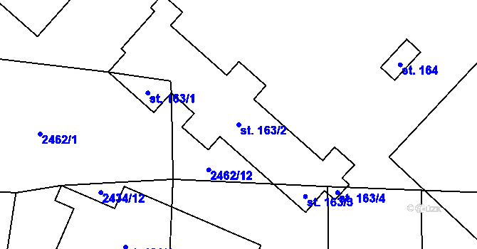 Parcela st. 163/2 v KÚ Svéradice, Katastrální mapa