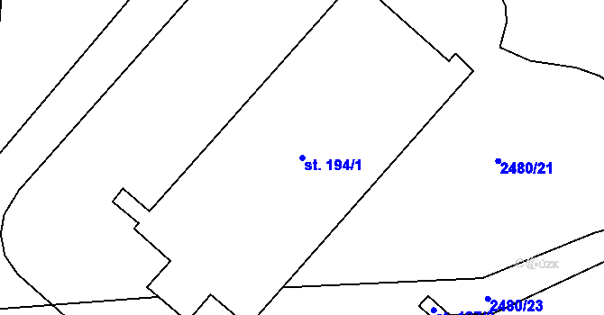 Parcela st. 194/1 v KÚ Svéradice, Katastrální mapa