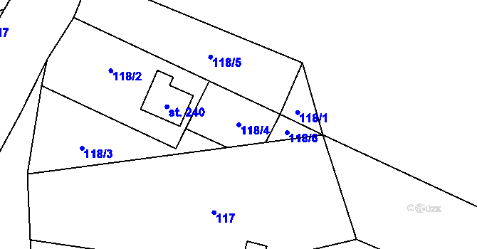 Parcela st. 118/4 v KÚ Svéradice, Katastrální mapa