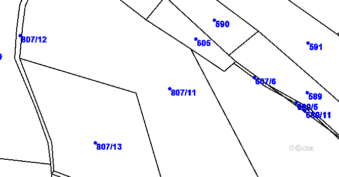 Parcela st. 807/11 v KÚ Svéradice, Katastrální mapa