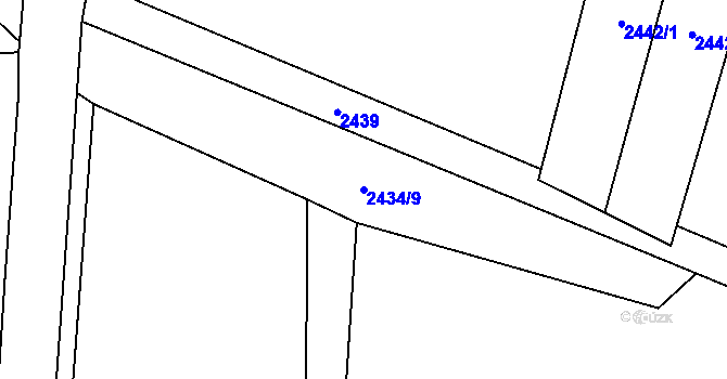 Parcela st. 2434/9 v KÚ Svéradice, Katastrální mapa