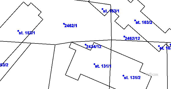 Parcela st. 2434/12 v KÚ Svéradice, Katastrální mapa