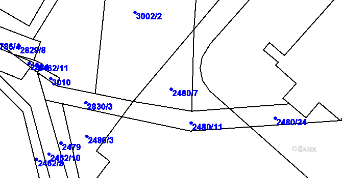 Parcela st. 2480/7 v KÚ Svéradice, Katastrální mapa