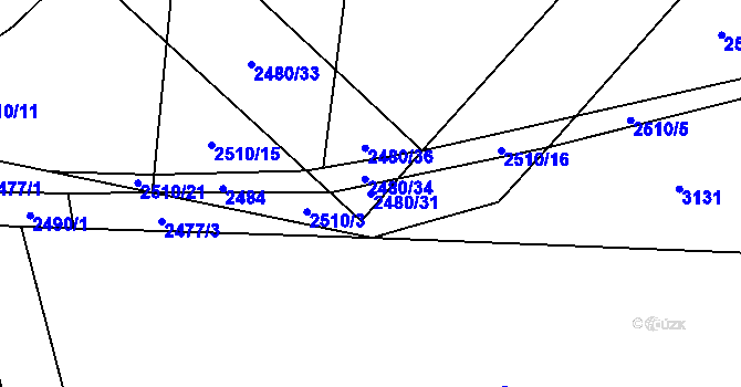 Parcela st. 2480/31 v KÚ Svéradice, Katastrální mapa