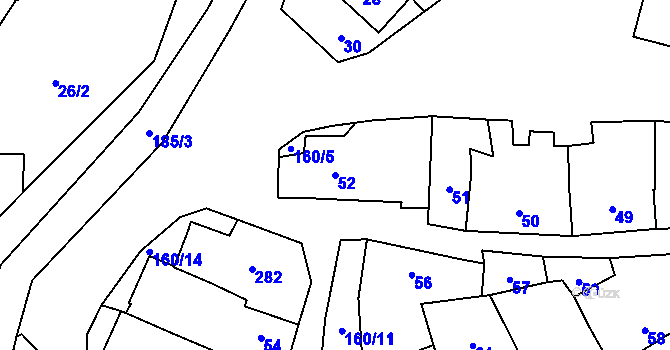 Parcela st. 52 v KÚ Svésedlice, Katastrální mapa