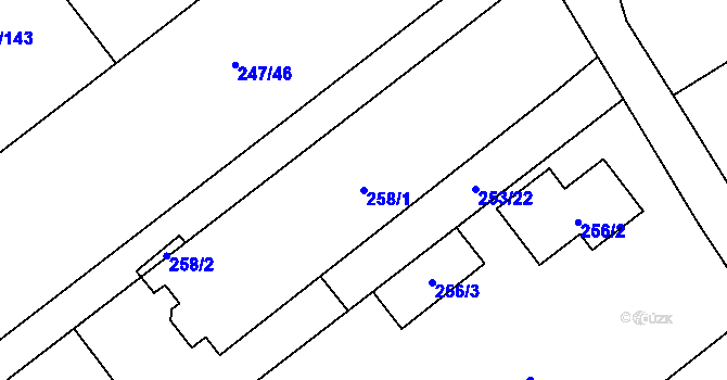 Parcela st. 258/1 v KÚ Svésedlice, Katastrální mapa