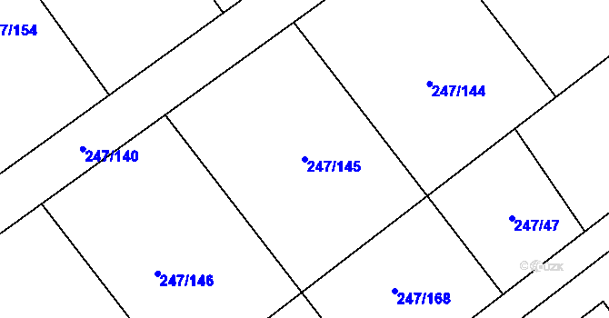 Parcela st. 247/145 v KÚ Svésedlice, Katastrální mapa