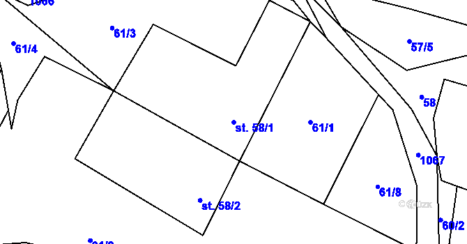 Parcela st. 58/1 v KÚ Světce, Katastrální mapa