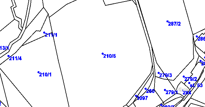 Parcela st. 210/5 v KÚ Světce, Katastrální mapa