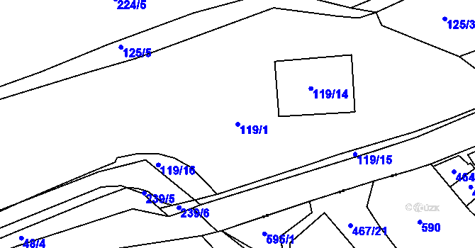 Parcela st. 119/1 v KÚ Chotějovice, Katastrální mapa