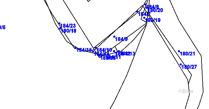 Parcela st. 184/11 v KÚ Chotějovice, Katastrální mapa