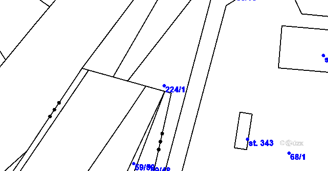 Parcela st. 224/1 v KÚ Chotějovice, Katastrální mapa