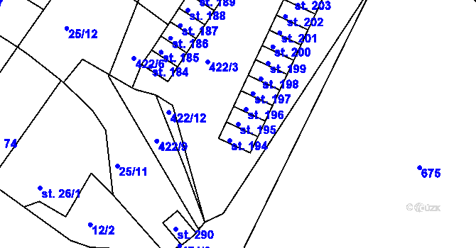 Parcela st. 195 v KÚ Světec, Katastrální mapa