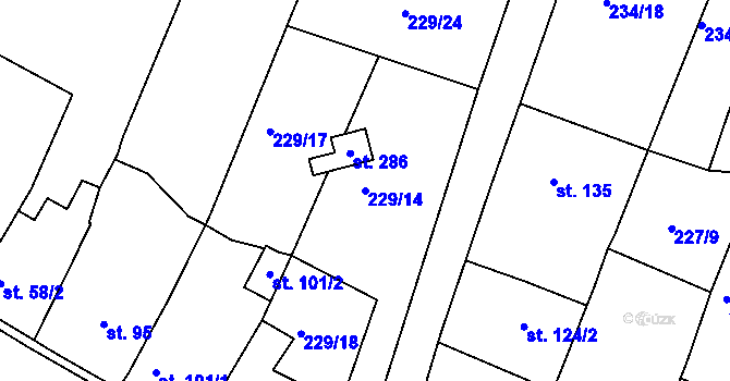 Parcela st. 229/14 v KÚ Světec, Katastrální mapa
