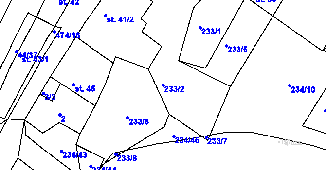 Parcela st. 233/2 v KÚ Světec, Katastrální mapa