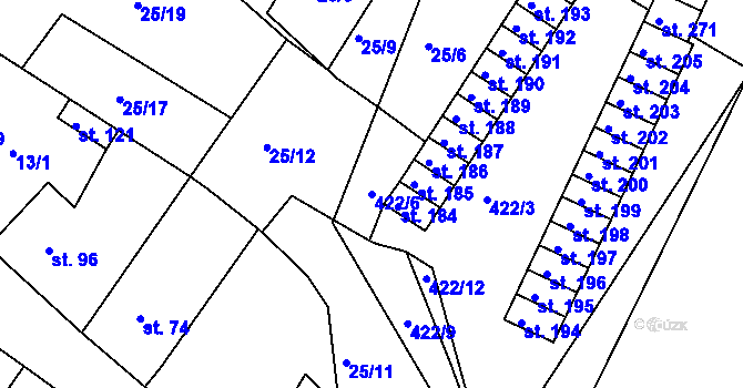 Parcela st. 422/6 v KÚ Světec, Katastrální mapa