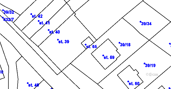 Parcela st. 65 v KÚ Štrbice, Katastrální mapa