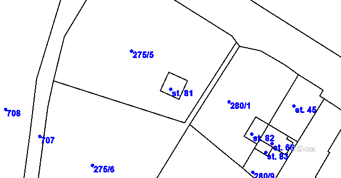 Parcela st. 81 v KÚ Štrbice, Katastrální mapa