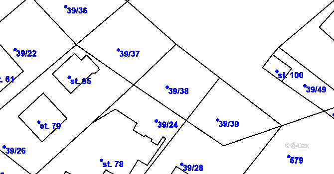 Parcela st. 39/38 v KÚ Štrbice, Katastrální mapa