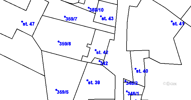 Parcela st. 42 v KÚ Pohradice, Katastrální mapa
