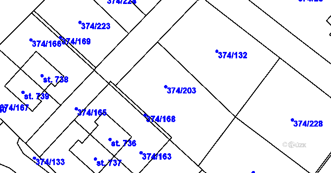 Parcela st. 374/203 v KÚ Světice u Říčan, Katastrální mapa