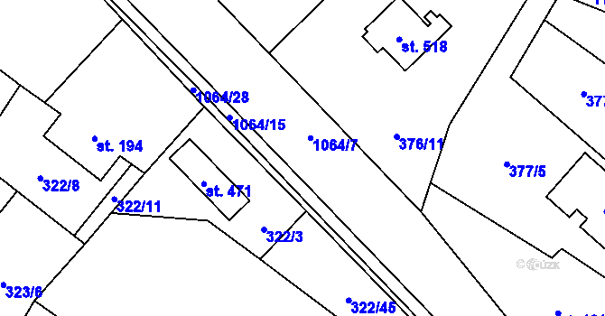 Parcela st. 1064/7 v KÚ Světice u Říčan, Katastrální mapa