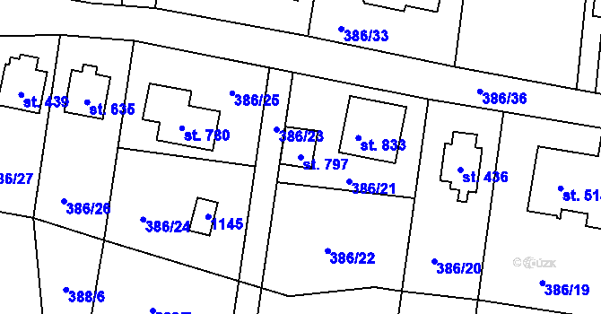 Parcela st. 797 v KÚ Světice u Říčan, Katastrální mapa