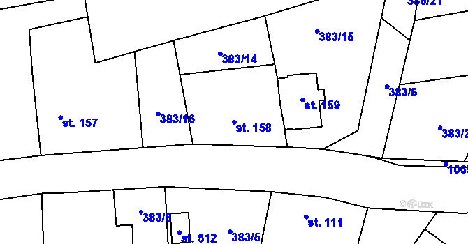 Parcela st. 158 v KÚ Světice u Říčan, Katastrální mapa